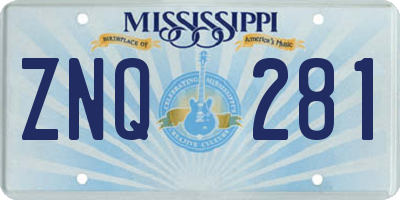MS license plate ZNQ281