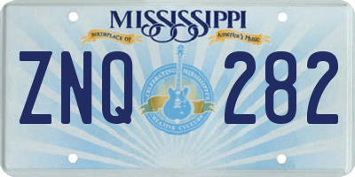 MS license plate ZNQ282