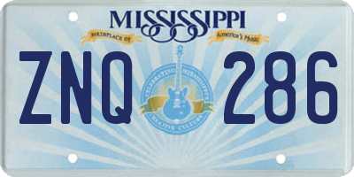 MS license plate ZNQ286
