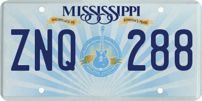 MS license plate ZNQ288
