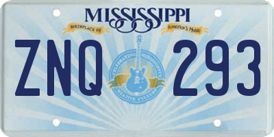 MS license plate ZNQ293