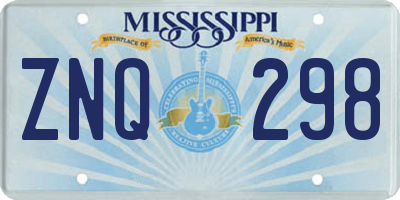 MS license plate ZNQ298