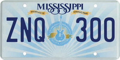 MS license plate ZNQ300
