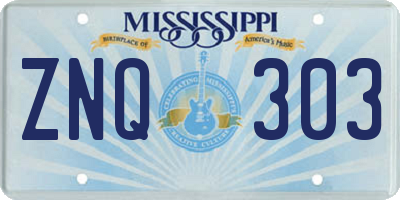 MS license plate ZNQ303