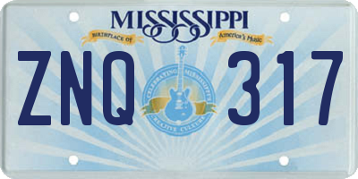 MS license plate ZNQ317