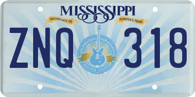 MS license plate ZNQ318