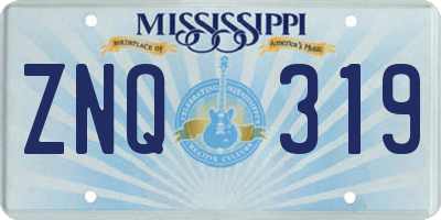 MS license plate ZNQ319