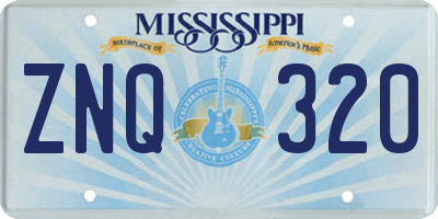 MS license plate ZNQ320