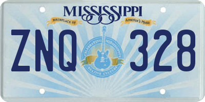 MS license plate ZNQ328