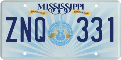 MS license plate ZNQ331