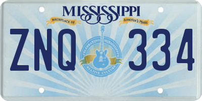 MS license plate ZNQ334