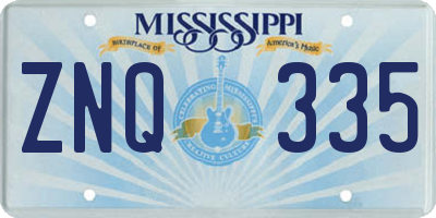 MS license plate ZNQ335