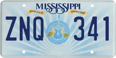 MS license plate ZNQ341