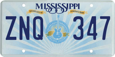 MS license plate ZNQ347
