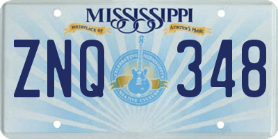 MS license plate ZNQ348