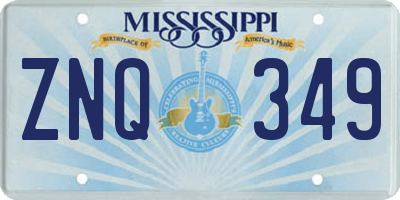 MS license plate ZNQ349