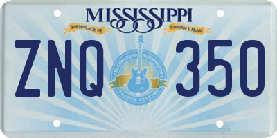 MS license plate ZNQ350