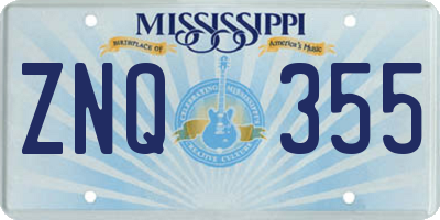 MS license plate ZNQ355