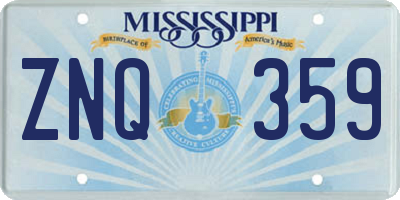 MS license plate ZNQ359