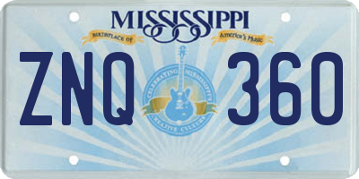 MS license plate ZNQ360