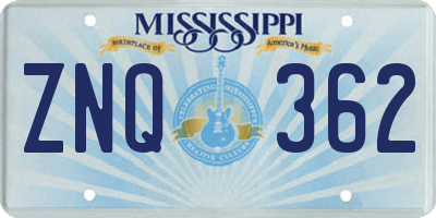 MS license plate ZNQ362