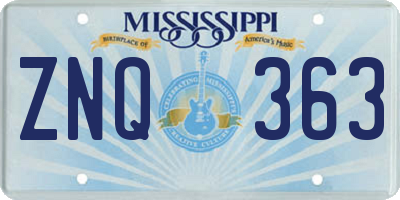 MS license plate ZNQ363