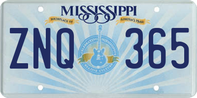 MS license plate ZNQ365