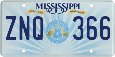 MS license plate ZNQ366