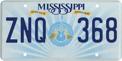 MS license plate ZNQ368