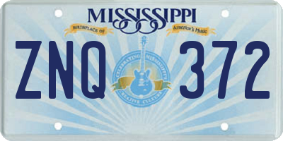 MS license plate ZNQ372