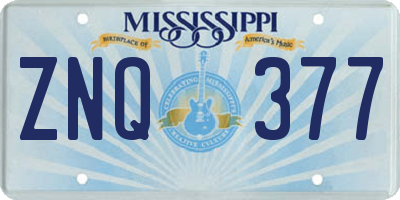 MS license plate ZNQ377