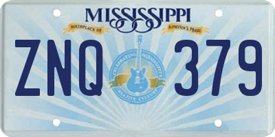 MS license plate ZNQ379