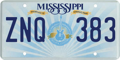 MS license plate ZNQ383
