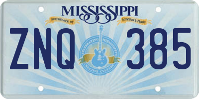 MS license plate ZNQ385