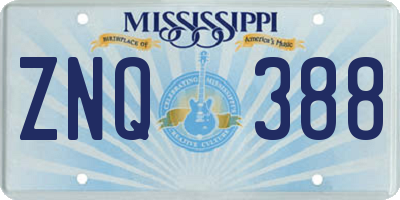 MS license plate ZNQ388
