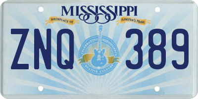 MS license plate ZNQ389