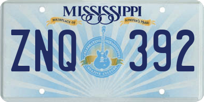 MS license plate ZNQ392