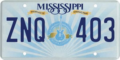MS license plate ZNQ403