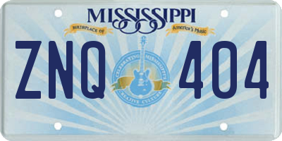MS license plate ZNQ404