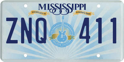 MS license plate ZNQ411