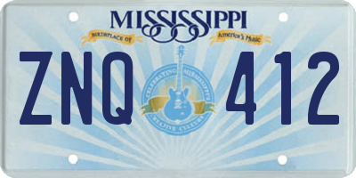 MS license plate ZNQ412