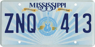 MS license plate ZNQ413