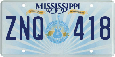 MS license plate ZNQ418