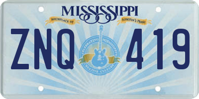 MS license plate ZNQ419