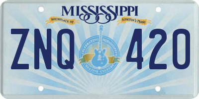 MS license plate ZNQ420
