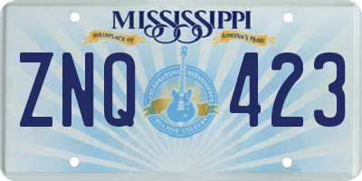 MS license plate ZNQ423