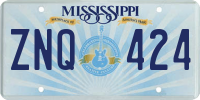 MS license plate ZNQ424
