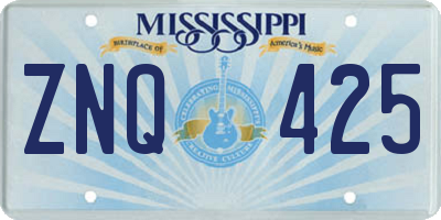 MS license plate ZNQ425