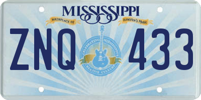 MS license plate ZNQ433