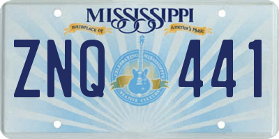 MS license plate ZNQ441